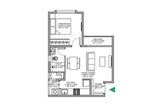 3 BHK Godrej Splendour-1 BHK